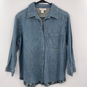 Out of the Blue J. Jill Denim Button Trim 3/4‎ Sleeved Jacket Size small